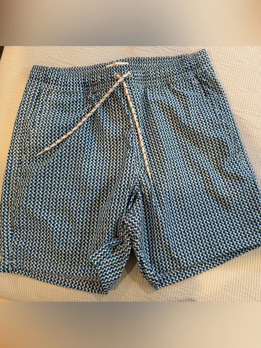 J. Crew Geometric Blue & White Men's Swim Trunks